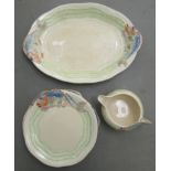 A Clarice Cliff china Newport pottery part fish service  comprising six plates  8.5''dia, a sauce