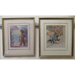 Susan Pearce - 'Leaving Home' and 'Forty Winks'  watercolours  bearing signatures & gallery label