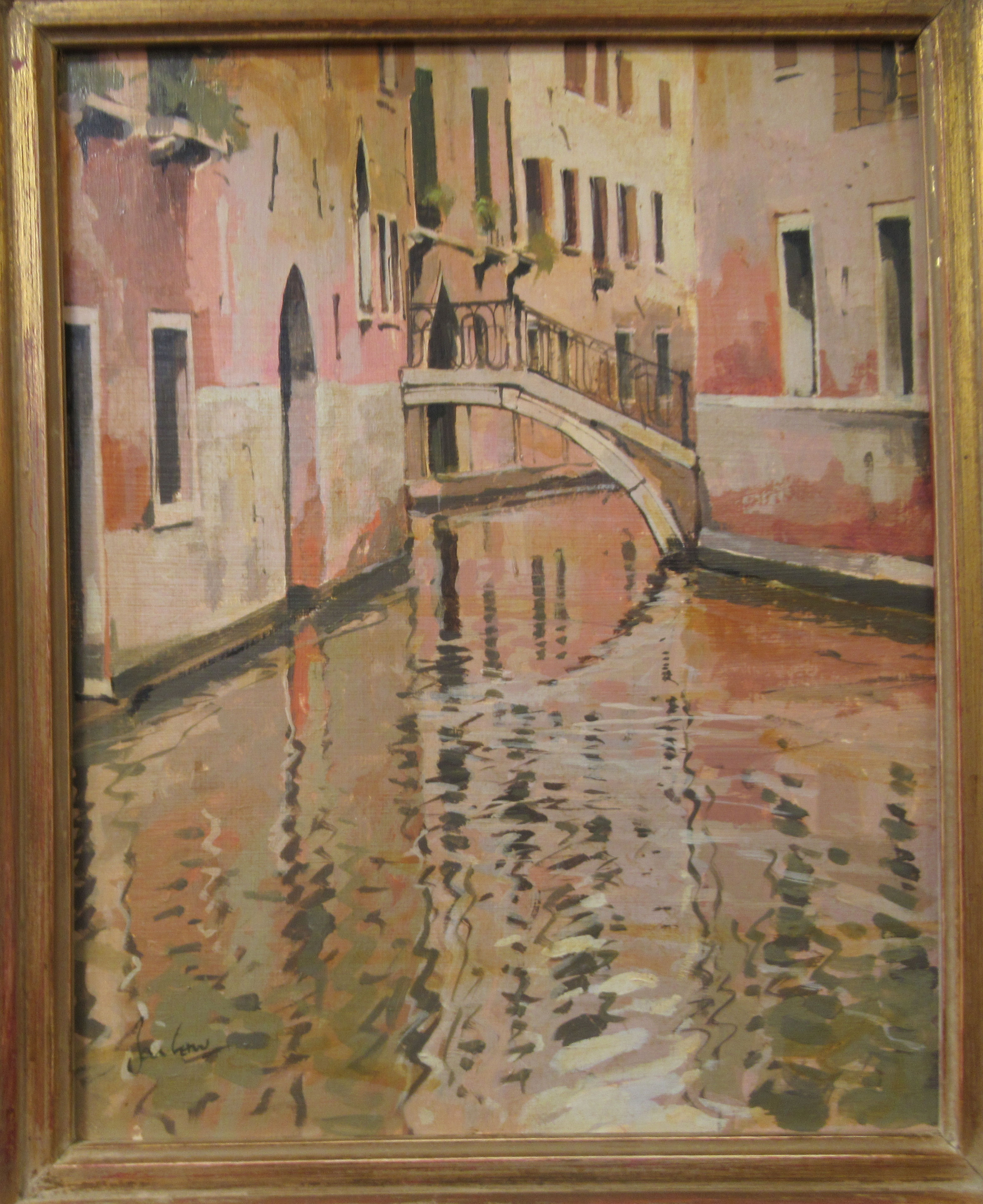 Jeremy Barlow - 'From Fond, Venice'  oil on board  bears a signature & printed label verso  11" x 9"