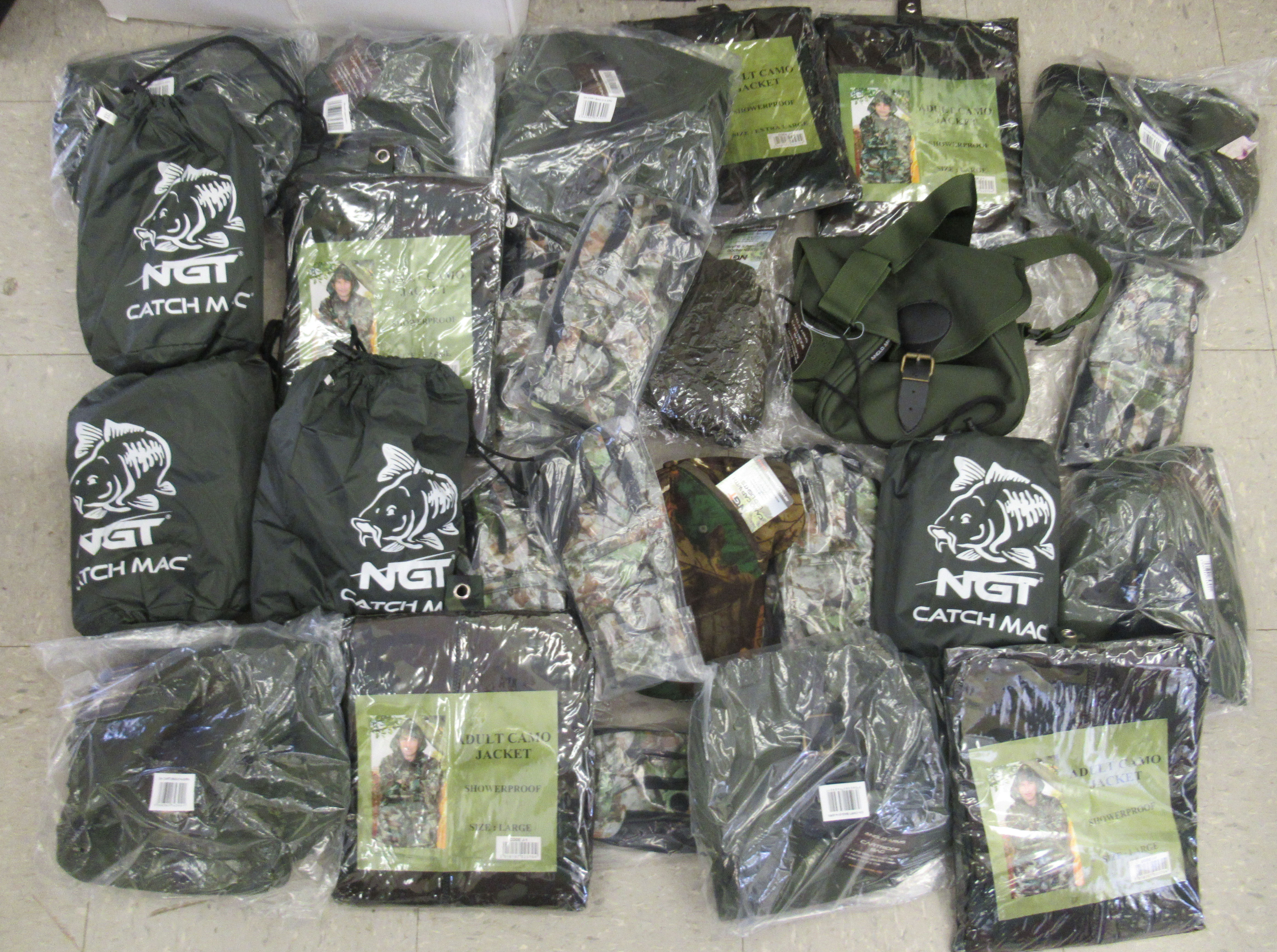 Outdoor/survival/angling related items: to include a man's camouflage jacket  size L; and a pair