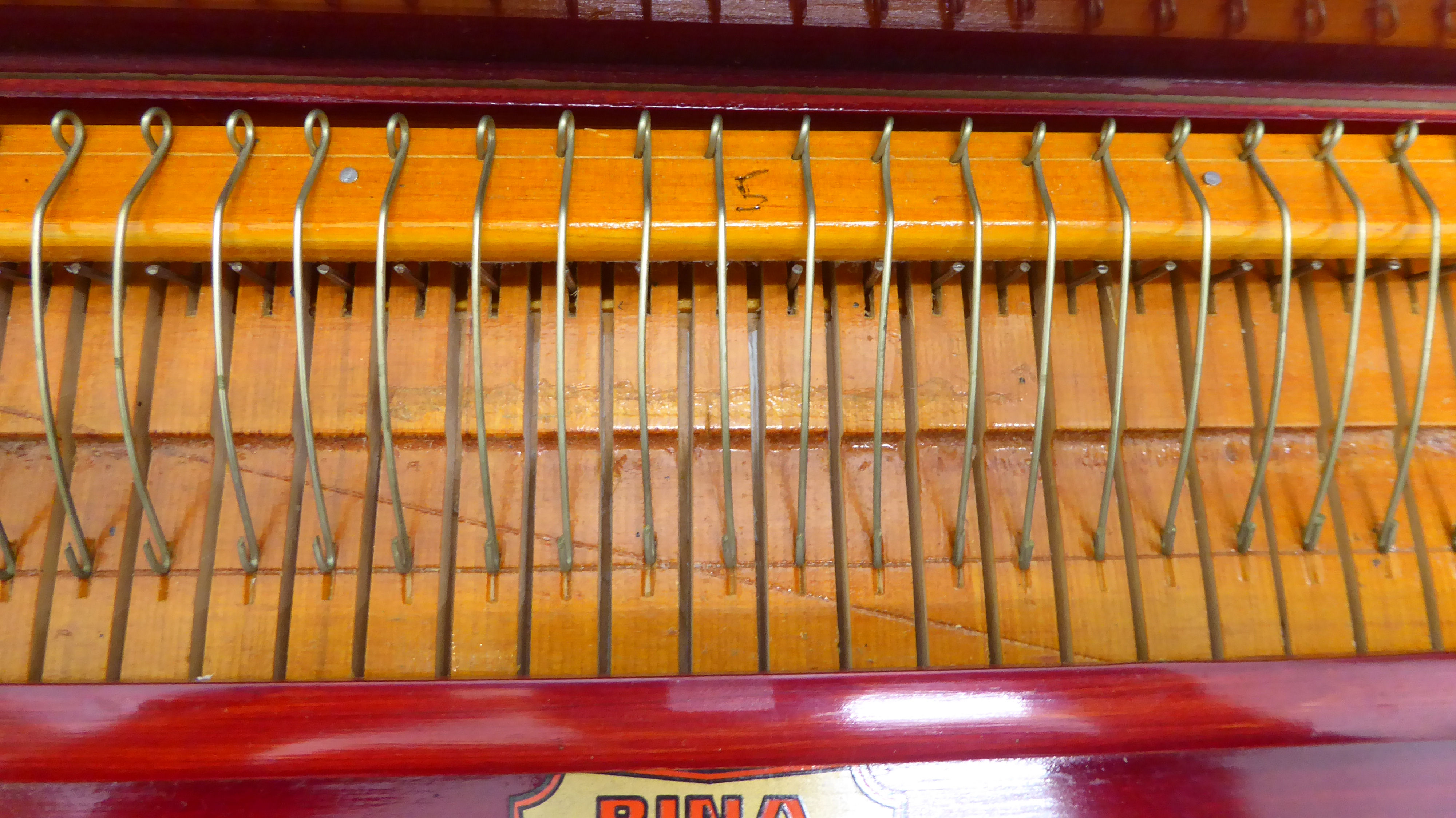 A modern Bina deluxe harmonium, model no.23, retracting into a red stained pine portable table - Image 5 of 5