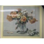 Del Pierre J - a still life study, mixed flowers in a vase  pastel  bears a signature  18'' x