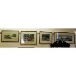 Four framed watercolours: to include Barbara Johnson - 'A Herbaceous Border'  bears a signature