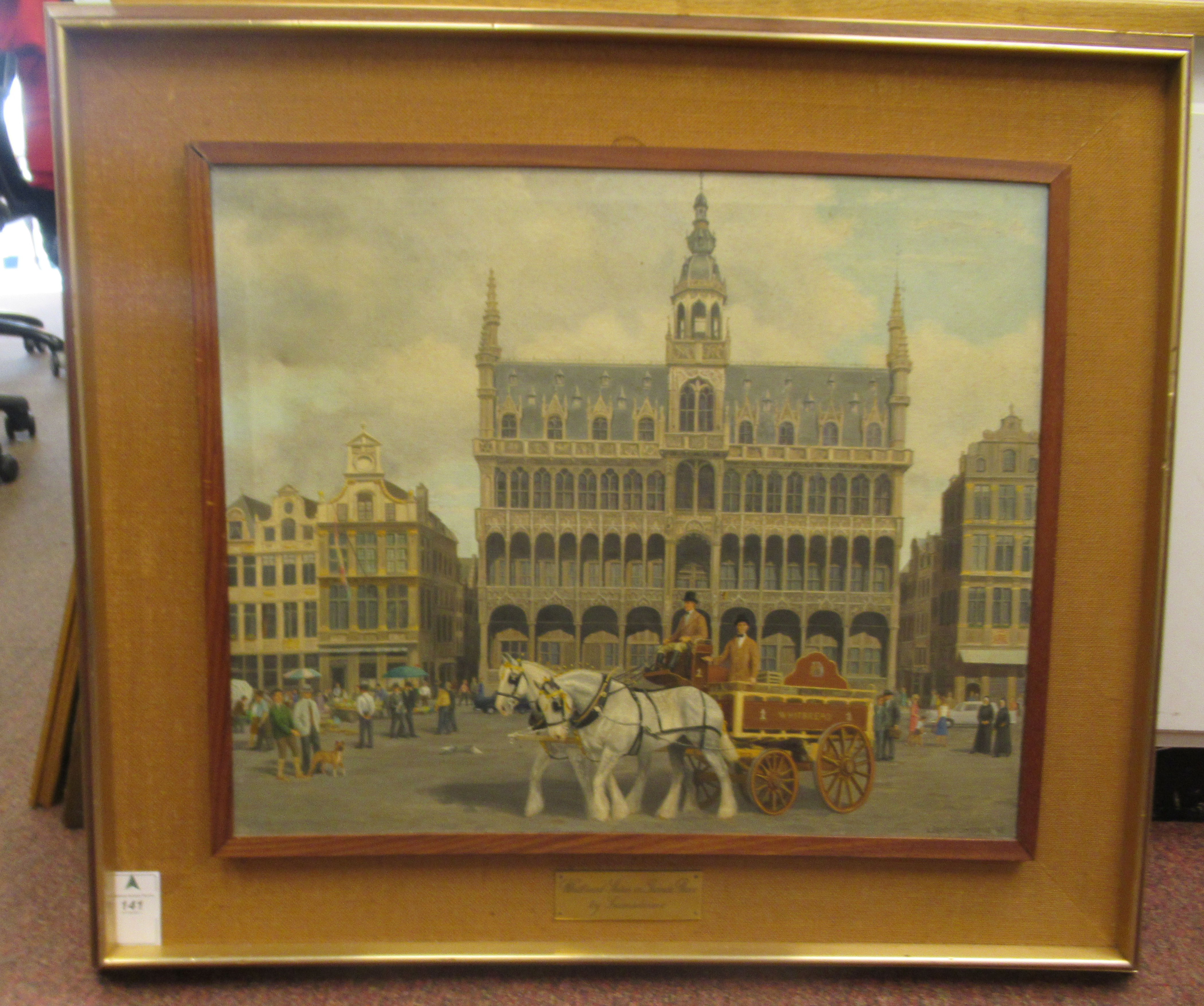 L Sandys-Lumsdaine - 'Whitbread Shires in Grand Place'  oil on canvas  bears a signature & dated '66 - Image 2 of 8