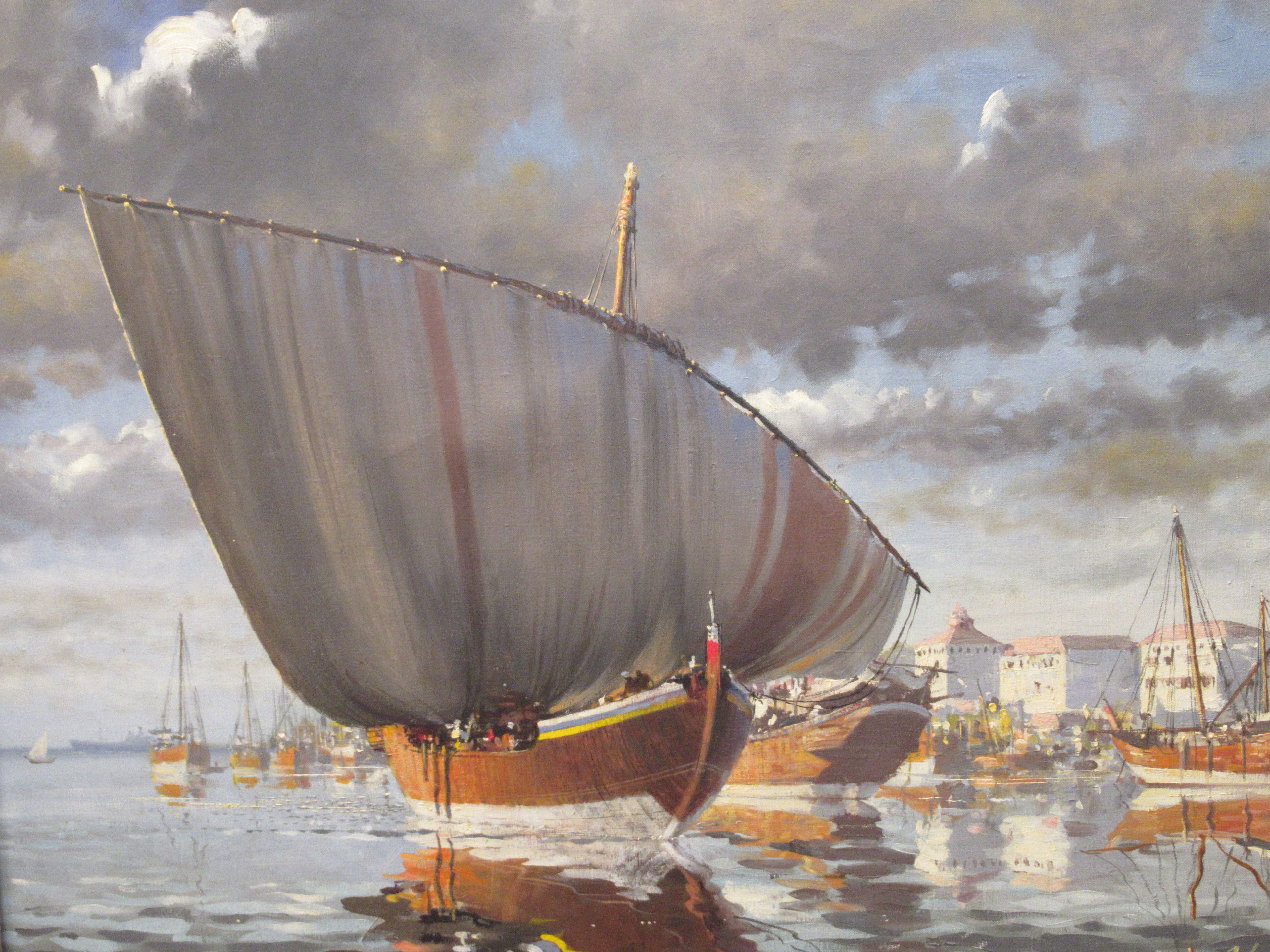 John Worsley - 'The Old Port of Mombasa'  oil on canvas  bears a signature & label verso  25'' x - Image 2 of 5