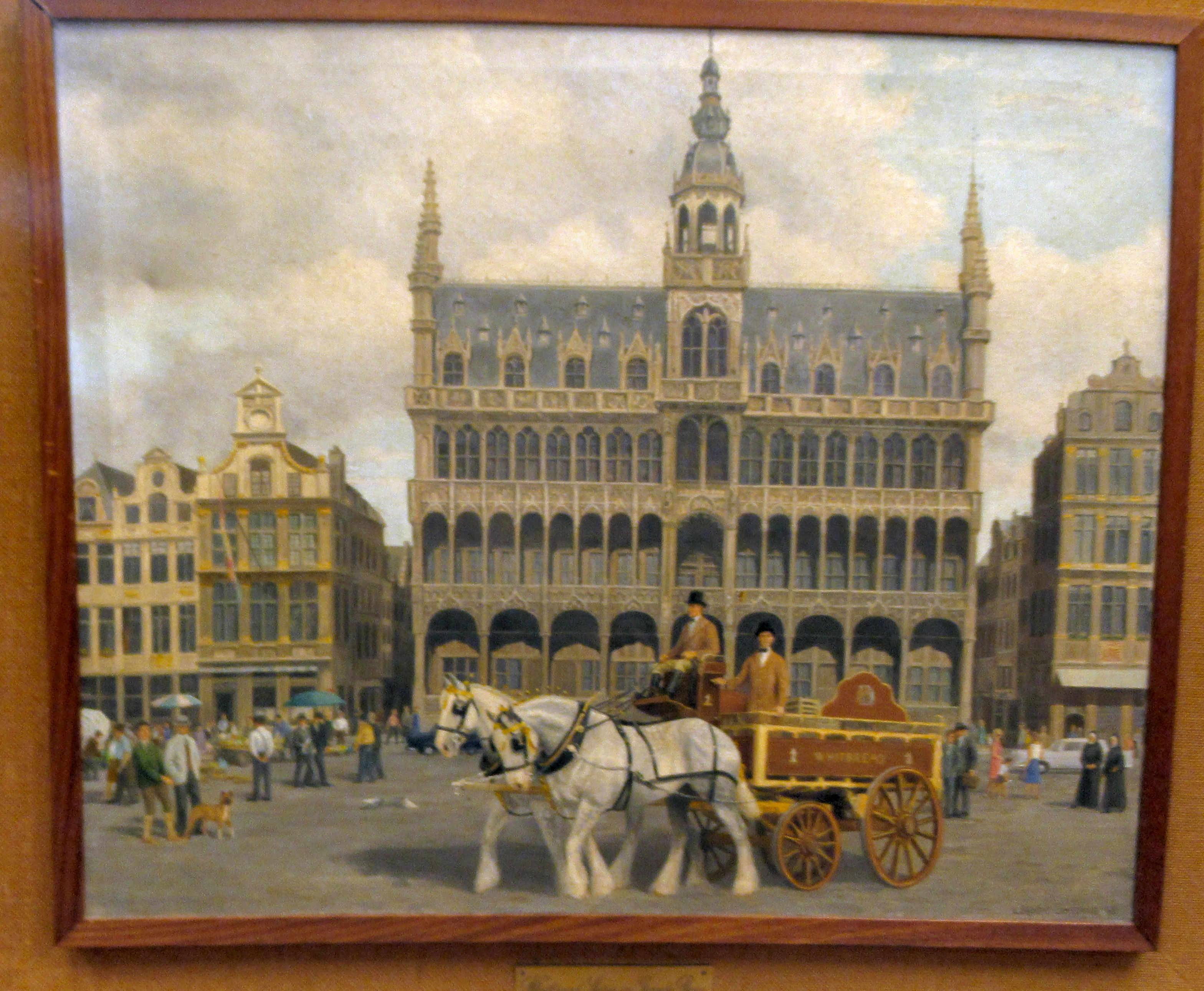 L Sandys-Lumsdaine - 'Whitbread Shires in Grand Place'  oil on canvas  bears a signature & dated '66