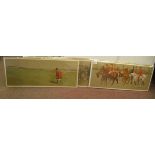 After Lionel Edwards - a set of six fox hunting scenes, original 1910 coloured prints by J L Goffard