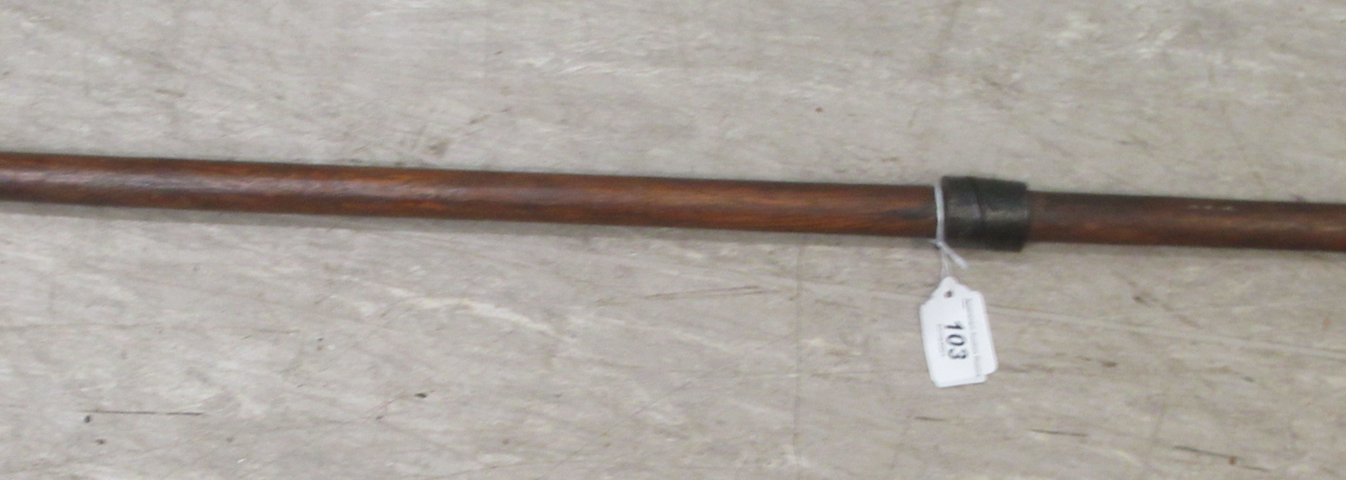 A 20thC African Zulu Iklwa spear with a broad leaf blade and a hardwood shaft, wrapped with spiral - Image 6 of 7