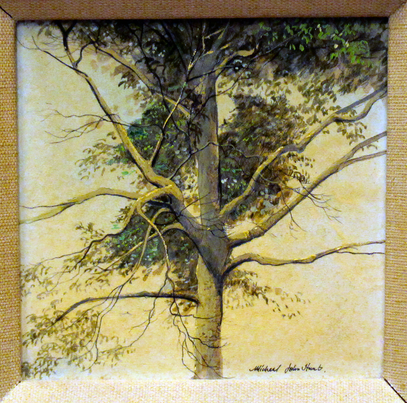 Michael John Hunt - 'Tree Study' (a pair)  oil on canvas  bearing signatures & labels verso  4.5''sq - Image 2 of 5