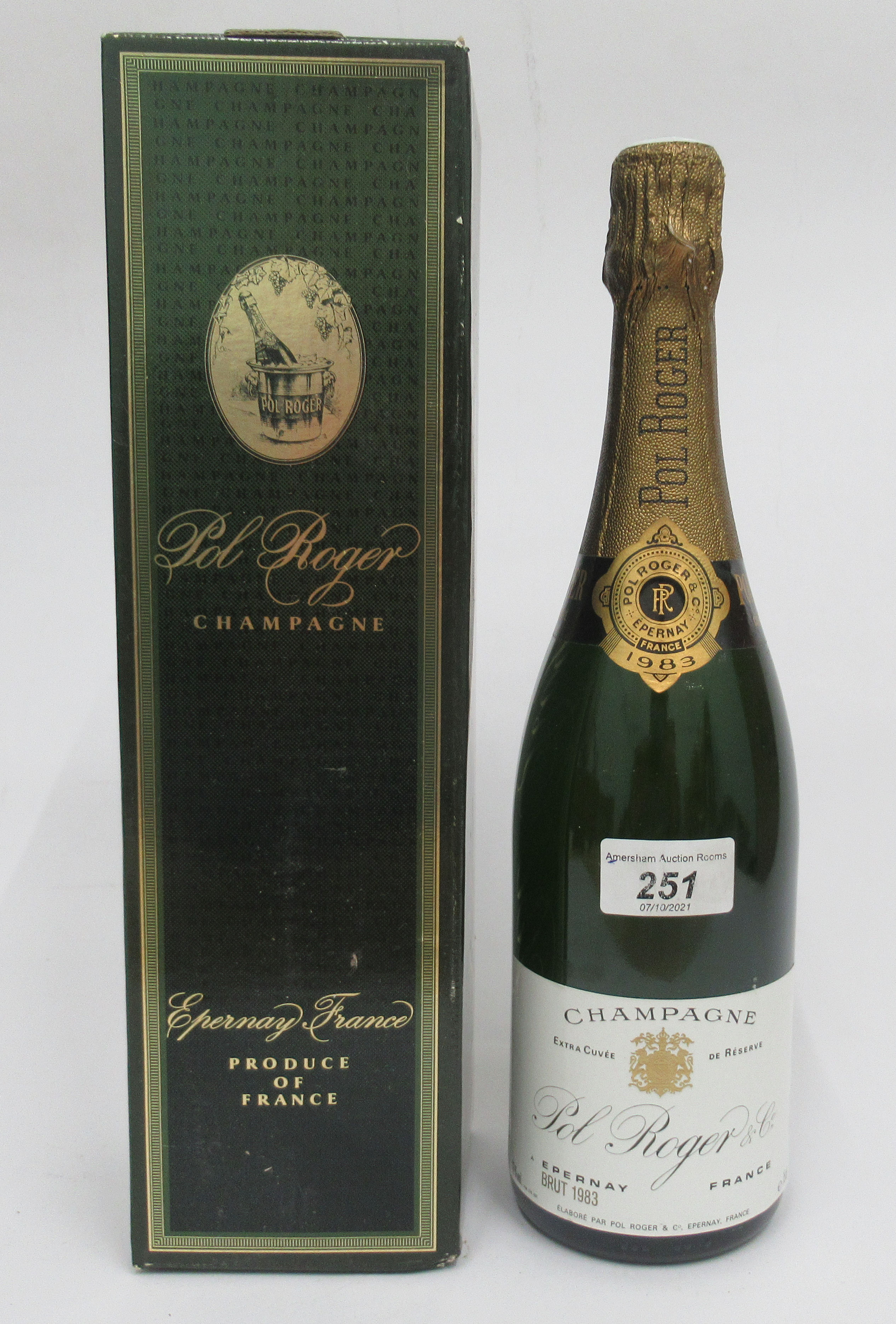 Wine, a bottle of 1983 Pol Roger & Co Champagne  boxed