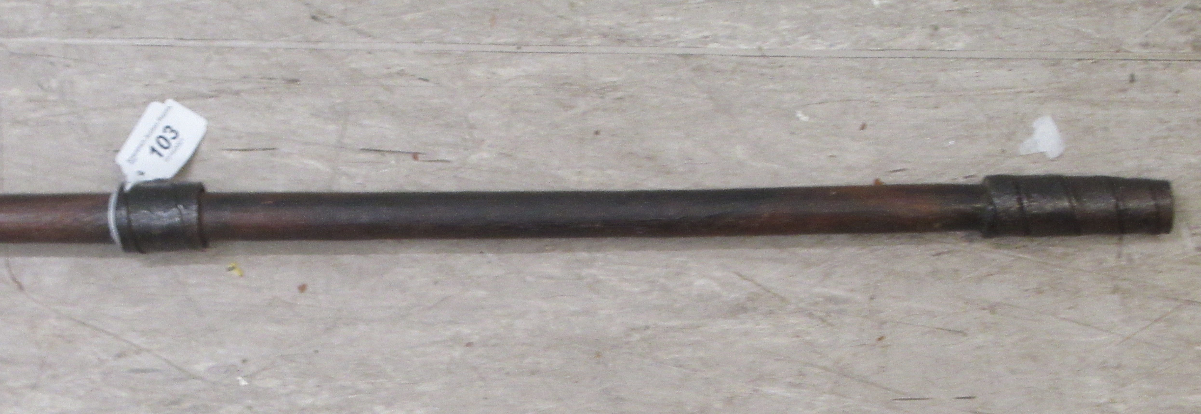 A 20thC African Zulu Iklwa spear with a broad leaf blade and a hardwood shaft, wrapped with spiral - Image 3 of 7