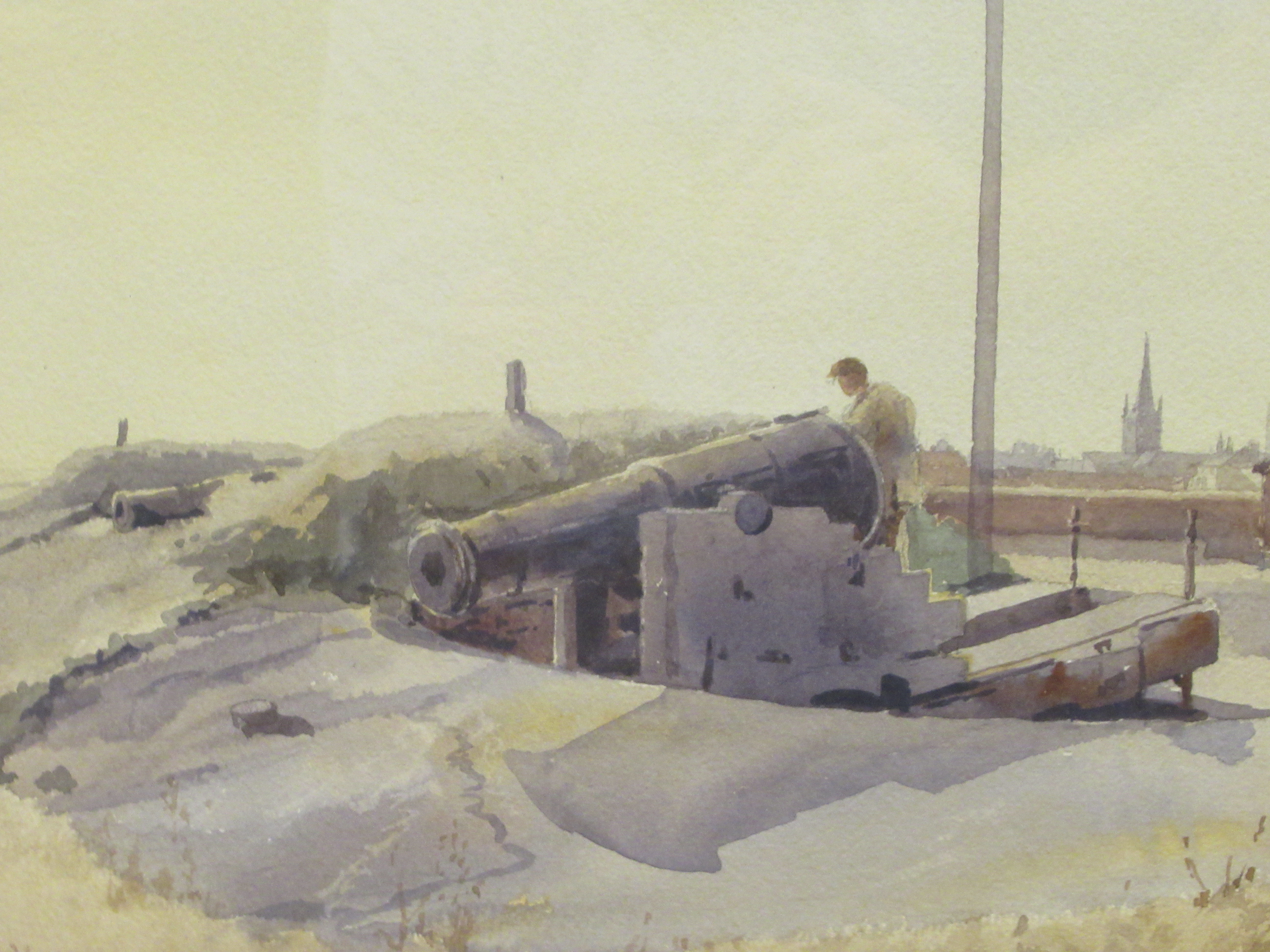 Stephen J Batchelder - 'North Star Battery, Great Yarmouth, shortly before dismantling'  watercolour - Image 3 of 5