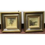 Michael John Hunt - 'Tree Study' (a pair)  oil on canvas  bearing signatures & labels verso  4.5''sq
