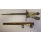 A German Third Reich era Naval officers dirk, having a gilded brass eagle pommel  and a woven wire