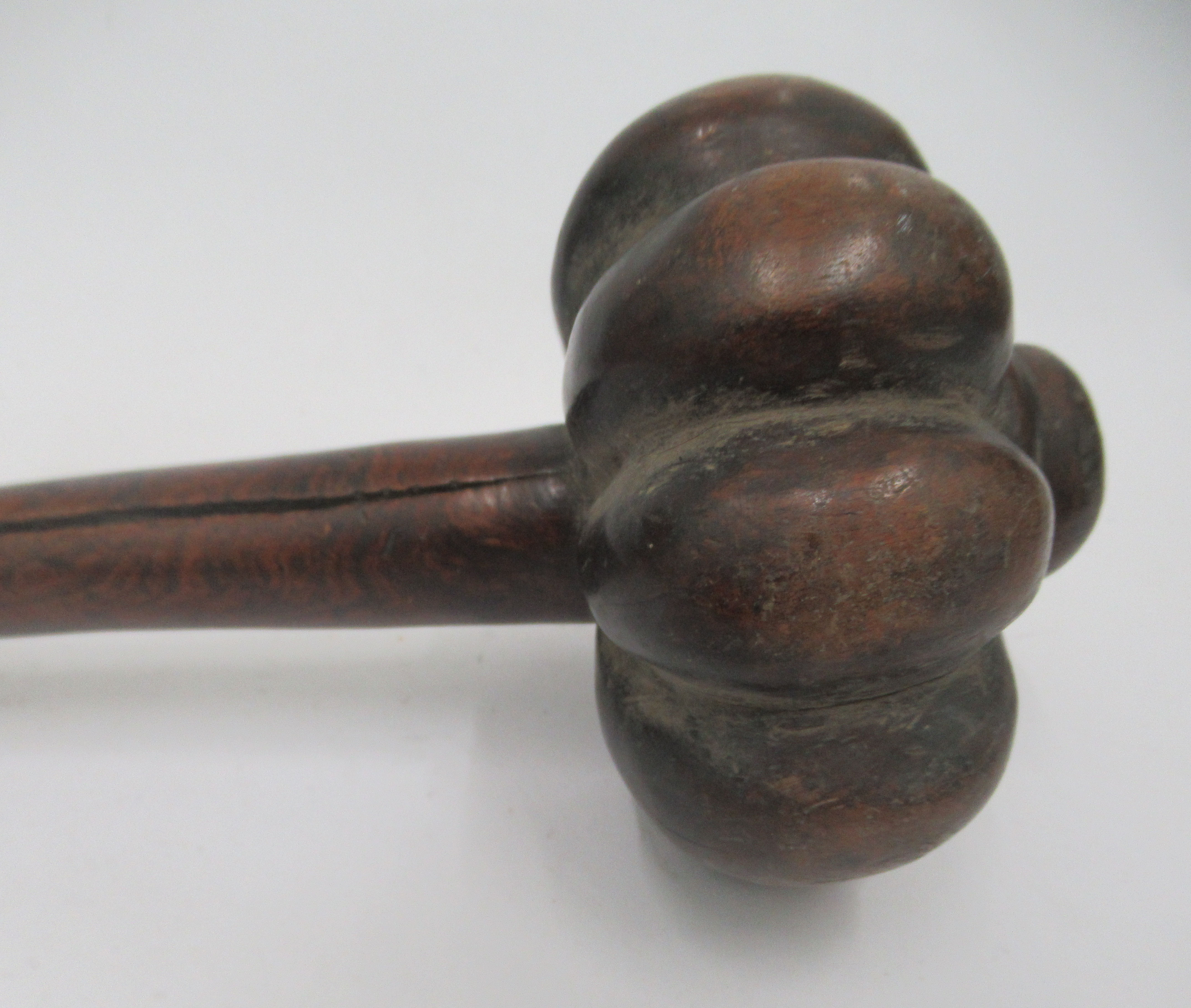 A late 19thC Fijian hardwood Iula Tavatava throwing club, the handle carved with geometric - Image 6 of 6