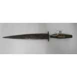 A 20thC Moroccan dagger, the handle set with horn panels  the pierced blade 7.5"L