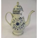 An early 19thC Pearlware coffee pot of baluster form, having an S-shaped spout, a loop handle and