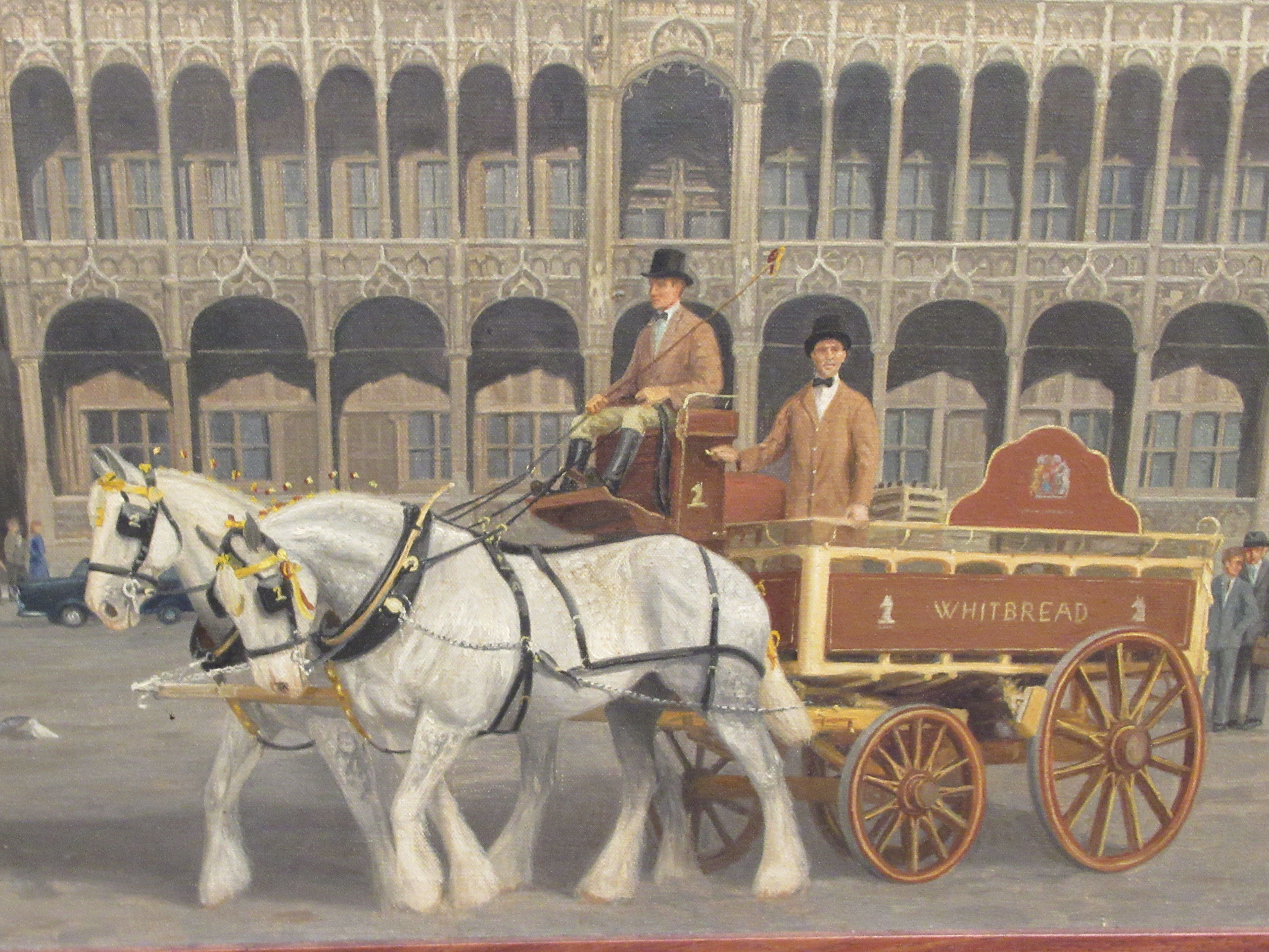 L Sandys-Lumsdaine - 'Whitbread Shires in Grand Place'  oil on canvas  bears a signature & dated '66 - Image 3 of 8