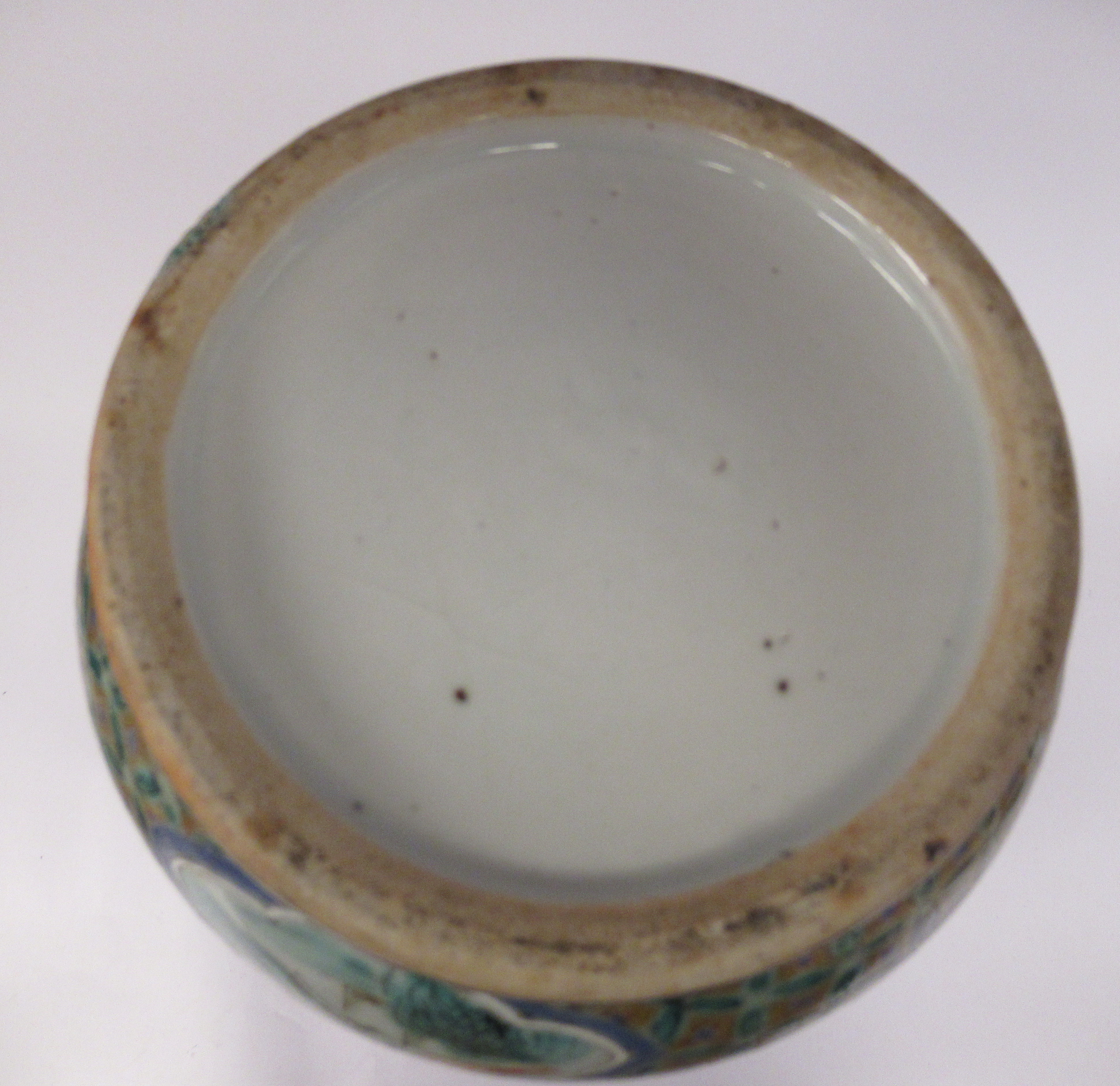 A late 19thC Chinese famille vert porcelain vase of waisted baluster form, having a narrow neck - Image 6 of 8