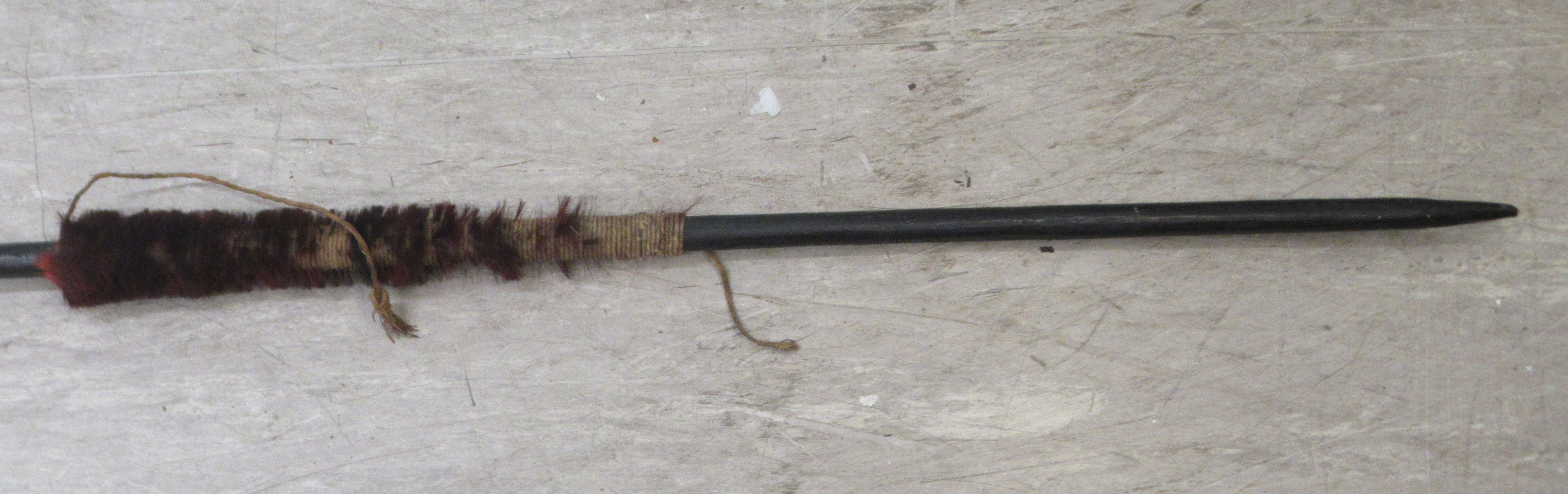 A late 19thC African Maasai spear with a leaf blade and a hair wrapped shaft  86"L - Image 7 of 7