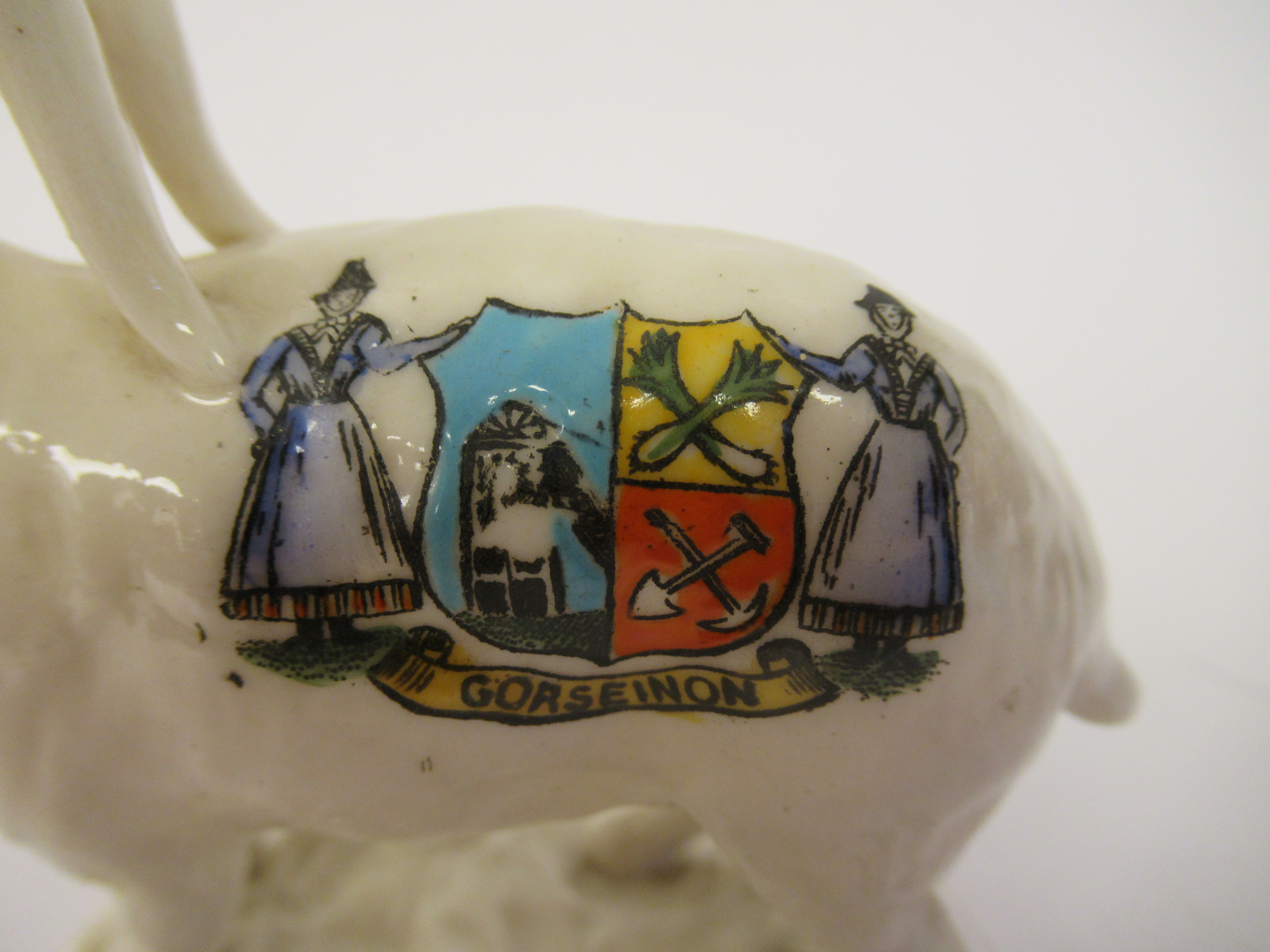 An early 20thC W & R Carlton China crested model, a standing ram, bearing the banner and crest of - Image 5 of 7