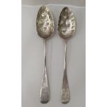 A pair of William IV silver Old English pattern berry spoons  London 1835