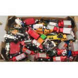 Uncollated diecast model vehicles, trucks, convertibles and sports cars with examples by Corgi and