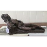 B G Harrision - a cast and patinated bronze figure, a reclining nude  bears a signature  7.5"h
