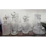 Twelve decanters, mainly 20thC  various styles and sizes