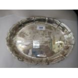 A Sterling silver oval dish with a crimped border  11"w