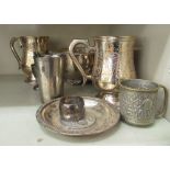 Silver plate and white metal collectables: to include a mug (possibly Indian)