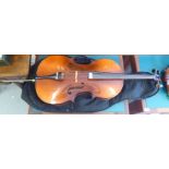 A B&H 400 of Czechoslovakia cello, the one piece back 26"L  cased