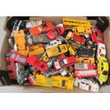 Uncollated diecast model vehicles, trucks, convertibles and sports cars with examples by Corgi and