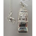 A silver whistle, on a fine neckchain  stamped 925