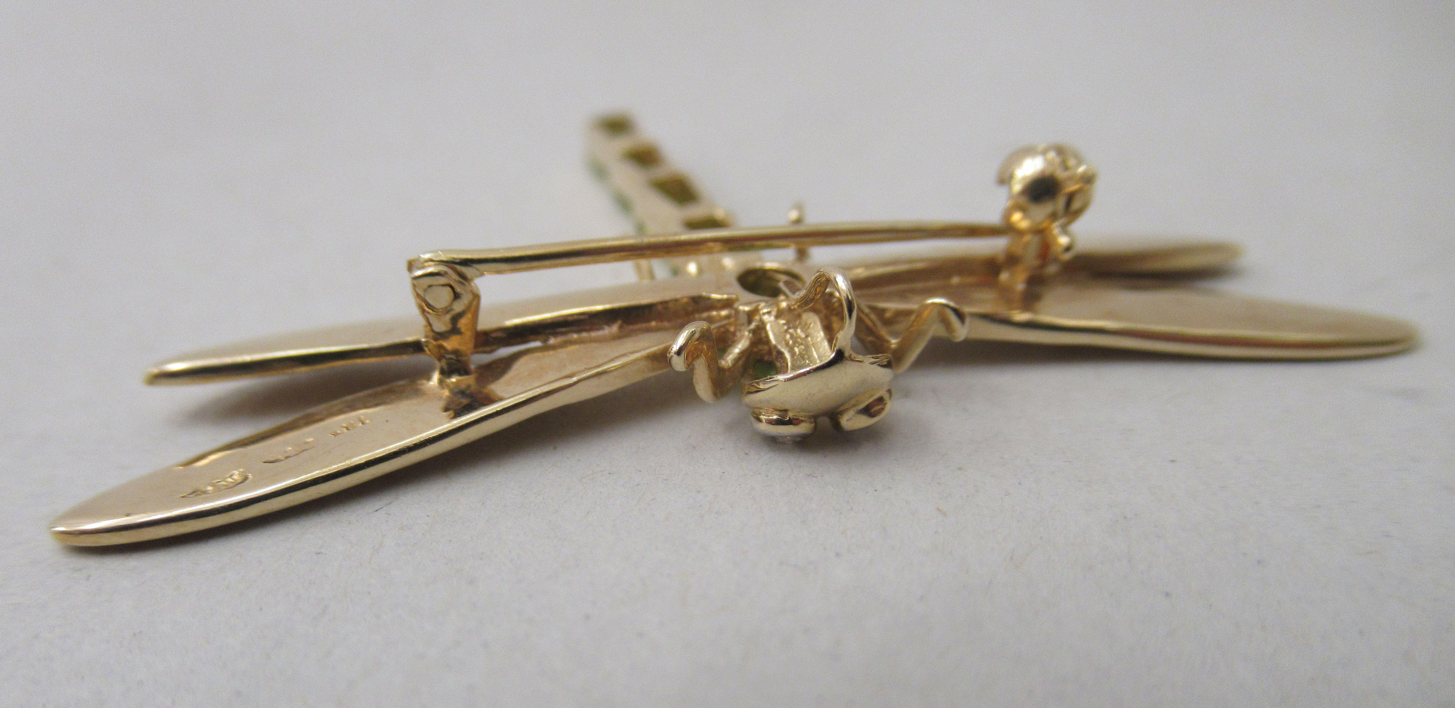 A 14ct gold dragonfly brooch, the eyes set with small diamonds - Image 4 of 4