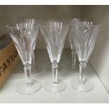 A set of six Waterford Crystal pedestal wines with thumb moulded ornament