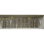 Thirty similar Harrods Bohemian lead crystal pedestal wine glasses