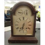 A mid 20thC mahogany cased bracket clock; the 8 day movement faced by a silvered Roman dial with