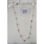 A Colette 14ct gold necklace, set with cultured pearls and coloured stones