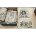 An uncollated folio collection of 18thC and later engravings and prints  various sizes