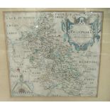 A 16thC Christopher Saxton coloured county map 'Buckinghamshire'  11" x 10.5"  framed