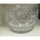 A lead crystal fruit bowl with line cut decoration  11.5"dia