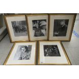 Five photographic prints of literary characters: to include DH Lawrence and TS Elliott  8" x 9"