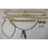 Designer costume jewellery: to include a Vogue Bijoux yellow metal articulated necklace, set with