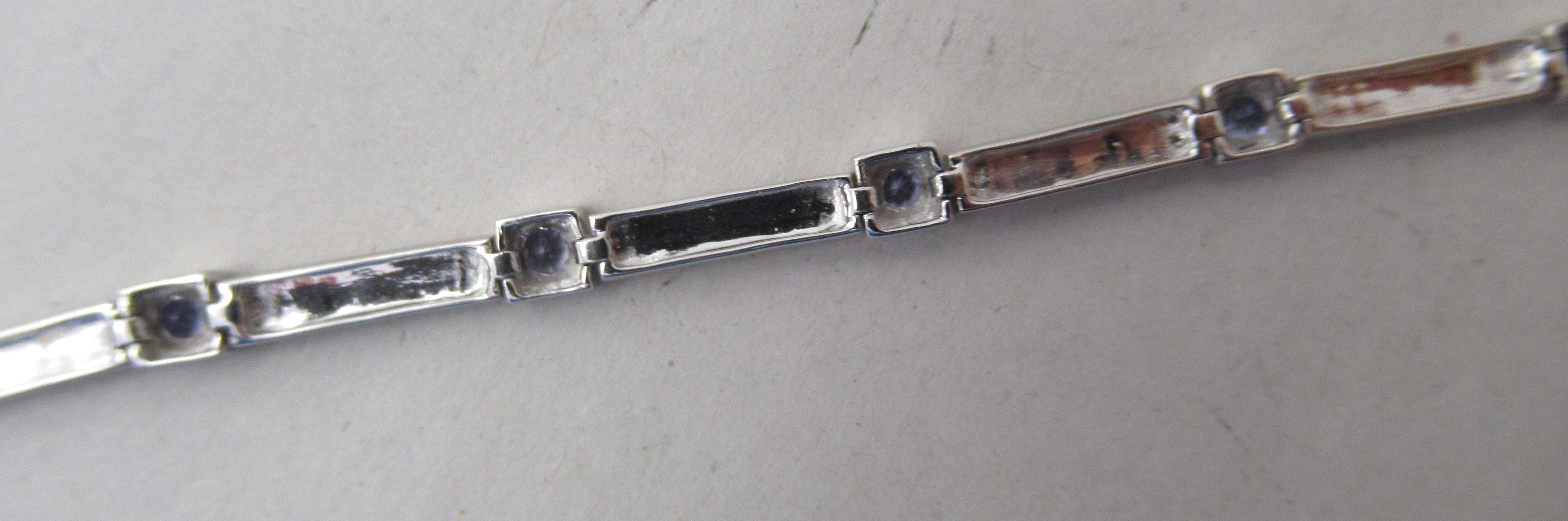 An 18ct white gold multi-link bracelet, set with light blue coloured stones - Image 3 of 3