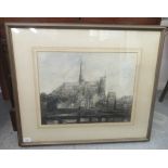 Early 20thC French School - 'Cathedral de Amiens, Notre-Dame'  mixed media  bears an indistinct
