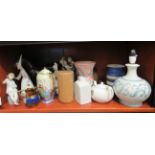 Decorative ceramics: to include five Lladro porcelain figures  largest 10"h