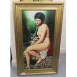 Olaf Olsen - 'The Bather'  oil on board  bears a signature & dated 2004 verso  12" x 24"  framed