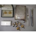 Mixed collectables: to include a pair of Toye, Kenning & Spencer yellow metal cufflinks  boxed