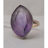 A 15ct gold marquise set amethyst ring